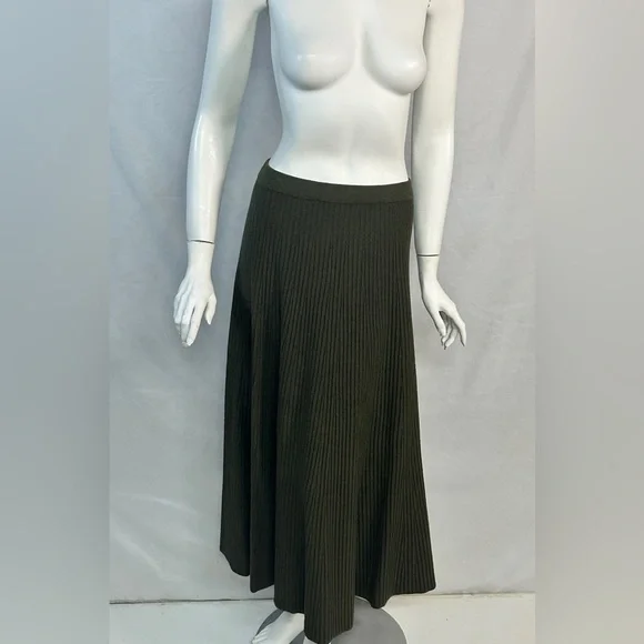 Lilla P Size Small Forest Green Ribbed A-Line Skirt - Picture 5 of 14